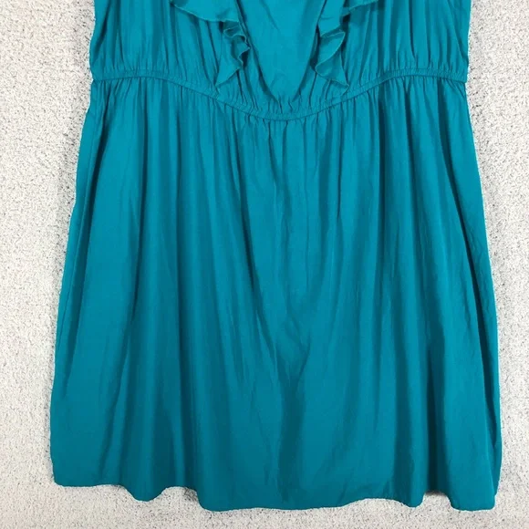 Old Navy Turquoise Sleeveless Dress Size XL Ruffle Details Flowy Lightweight - Picture 6 of 13